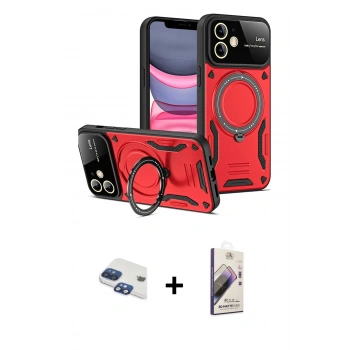 MARSİLYAN™- iPhone 11 Kılıf Kıvılcım Modern Serisi - Siyah Bilvis 3D Mat Cam Ekran Koruyucu + Pers Alüminyum Kamera Lens - LT