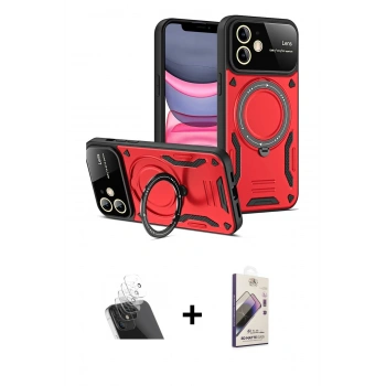 MARSİLYAN™- iPhone 11 Kılıf Kıvılcım Modern Serisi - Siyah Bilvis 3D Mat Cam Ekran Koruyucu + Kamera Lens Koruma Cam - SF