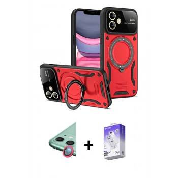 MARSİLYAN™- iPhone 11 Kılıf Kıvılcım Modern Serisi - Siyah Bilvis 5in1 3D Magic Cam Ekran Koruyucu + Raze Metal Kamera Lens - KI
