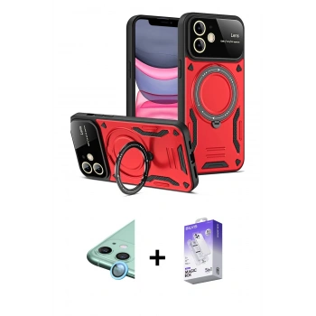 MARSİLYAN™- iPhone 11 Kılıf Kıvılcım Modern Serisi - Siyah Bilvis 5in1 3D Magic Cam Ekran Koruyucu + Raze Metal Kamera Lens - MI
