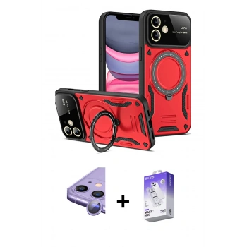 MARSİLYAN™- iPhone 11 Kılıf Kıvılcım Modern Serisi - Siyah Bilvis 5in1 3D Magic Cam Ekran Koruyucu + Raze Metal Kamera Lens - MR