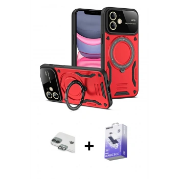 MARSİLYAN™- iPhone 11 Kılıf Kıvılcım Modern Serisi - Siyah Bilvis 5in1 5D Magic Hayalet Cam Ekran Koruyucu + Pers Alüminyum Kamera Lens - YL