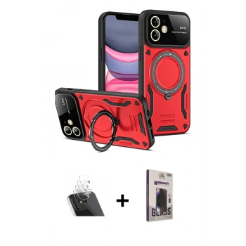 MARSİLYAN™- iPhone 11 Kılıf Kıvılcım Modern Serisi - Siyah Bilvis Hayalet Cam Ekran Koruyucu + Kamera Lens Koruma Cam - SF