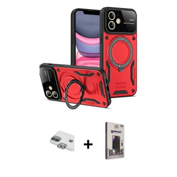 MARSİLYAN™- iPhone 11 Kılıf Kıvılcım Modern Serisi - Siyah Bilvis Hayalet Cam Ekran Koruyucu + Pers Alüminyum Kamera Lens - YL