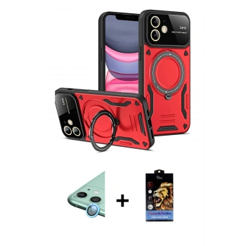MARSİLYAN™- iPhone 11 Kılıf Kıvılcım Modern Serisi - Siyah Buffer Hayalet Cam Ekran Koruyucu + Raze Metal Kamera Lens - MI
