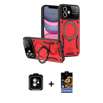 MARSİLYAN™- iPhone 11 Kılıf Kıvılcım Modern Serisi - Siyah Buffer Hayalet Cam Ekran Koruyucu + PVD Metal Kamera Lens - TU