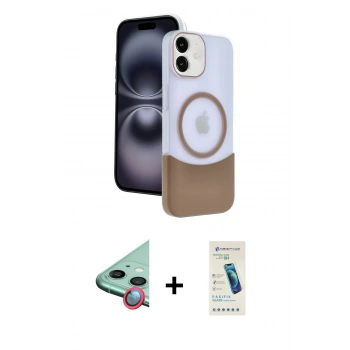 MARSİLYAN™- iPhone 11 Kılıf Kozmos Form Özel Seri - Şeffaf Pasifik Cam Ekran Koruyucu + Raze Metal Kamera Lens - KI