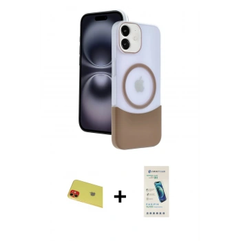 MARSİLYAN™- iPhone 11 Kılıf Kozmos Form Özel Seri - Şeffaf Pasifik Cam Ekran Koruyucu + Rainbow Kamera Lens Koruma Cam - KI