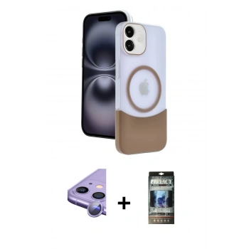 MARSİLYAN™- iPhone 11 Kılıf Kozmos Form Özel Seri - Siyah 34D Hayalet Izgaralı Cam + Raze Metal Kamera Lens - MR