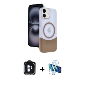 MARSİLYAN™- iPhone 11 Kılıf Kozmos Form Özel Seri - Siyah 3D Antistatik Cam Ekran Koruyucu + PVD Metal Kamera Lens - MI