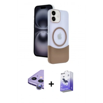 MARSİLYAN™- iPhone 11 Kılıf Kozmos Form Özel Seri - Siyah Bilvis 5in1 5D Magic Hayalet Cam Ekran Koruyucu + Raze Metal Kamera Lens - MR