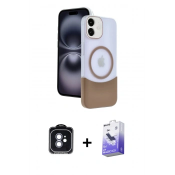 MARSİLYAN™- iPhone 11 Kılıf Kozmos Form Özel Seri - Siyah Bilvis 5in1 5D Magic Hayalet Cam Ekran Koruyucu + PVD Metal Kamera Lens - MI