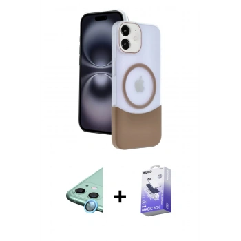MARSİLYAN™- iPhone 11 Kılıf Kozmos Form Özel Seri - Siyah Bilvis 5in1 5D Magic Hayalet Cam Ekran Koruyucu + Raze Metal Kamera Lens - MI