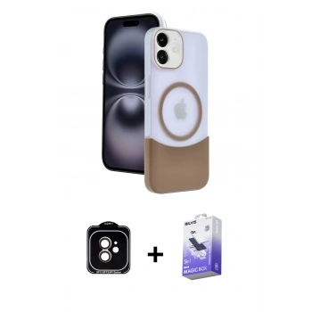 MARSİLYAN™- iPhone 11 Kılıf Kozmos Form Özel Seri - Siyah Bilvis 5in1 5D Magic Hayalet Cam Ekran Koruyucu + PVD Metal Kamera Lens - TU