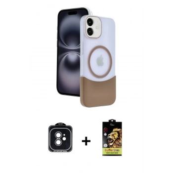 MARSİLYAN™- iPhone 11 Kılıf Kozmos Form Özel Seri - Siyah Buffer Cam Ekran Koruyucu + PVD Metal Kamera Lens - SH