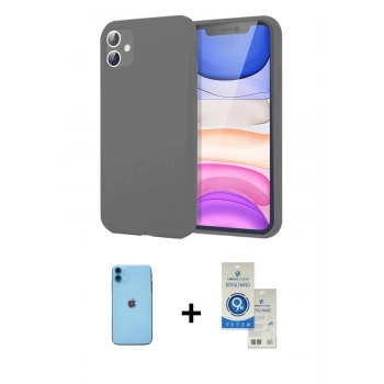 MARSİLYAN™- iPhone 11 Kılıf Kozmos Yansıma Özel Seri - Şeffaf Royal Nano Ekran Koruyucu + Neon Fosforlu Kamera Lens - MI