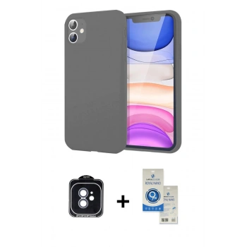 MARSİLYAN™- iPhone 11 Kılıf Kozmos Yansıma Özel Seri - Şeffaf Royal Nano Ekran Koruyucu + PVD Metal Kamera Lens - MI
