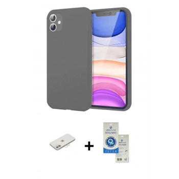 MARSİLYAN™- iPhone 11 Kılıf Kozmos Yansıma Özel Seri - Şeffaf Royal Nano Ekran Koruyucu + Renkli Kamera Lens Koruma Cam - PE