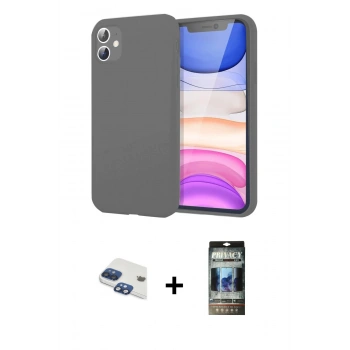 MARSİLYAN™- iPhone 11 Kılıf Kozmos Yansıma Özel Seri - Siyah 34D Hayalet Izgaralı Cam + Pers Alüminyum Kamera Lens - LT