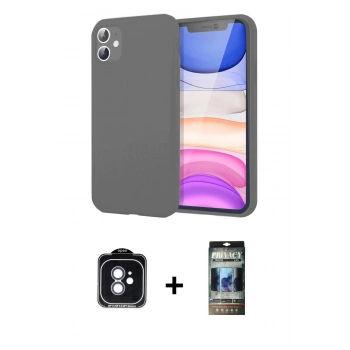 MARSİLYAN™- iPhone 11 Kılıf Kozmos Yansıma Özel Seri - Siyah 34D Hayalet Izgaralı Cam + PVD Metal Kamera Lens - MI