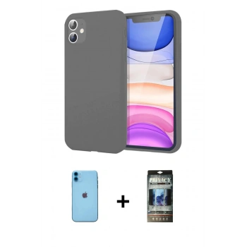MARSİLYAN™- iPhone 11 Kılıf Kozmos Yansıma Özel Seri - Siyah 34D Hayalet Izgaralı Cam + Neon Fosforlu Kamera Lens - MI
