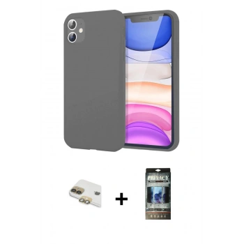 MARSİLYAN™- iPhone 11 Kılıf Kozmos Yansıma Özel Seri - Siyah 34D Hayalet Izgaralı Cam + Pers Alüminyum Kamera Lens - GD