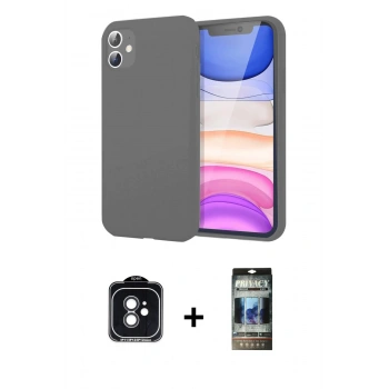 MARSİLYAN™- iPhone 11 Kılıf Kozmos Yansıma Özel Seri - Siyah 34D Hayalet Izgaralı Cam + PVD Metal Kamera Lens - SH
