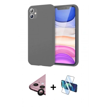 MARSİLYAN™- iPhone 11 Kılıf Kozmos Yansıma Özel Seri - Siyah 3D Antistatik Cam Ekran Koruyucu + Raze Metal Kamera Lens - SH