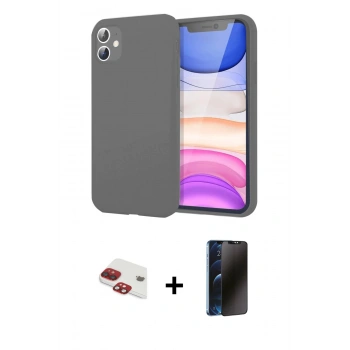 MARSİLYAN™- iPhone 11 Kılıf Kozmos Yansıma Özel Seri - Siyah 3D Antistatik Hayalet Cam Ekran Koruyucu + Pers Alüminyum Kamera Lens - KI