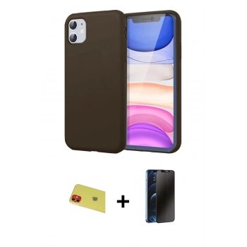 MARSİLYAN™- iPhone 11 Kılıf Kozmos Yansıma Özel Seri - Siyah 3D Antistatik Hayalet Cam Ekran Koruyucu + Rainbow Kamera Lens Koruma Cam - KI