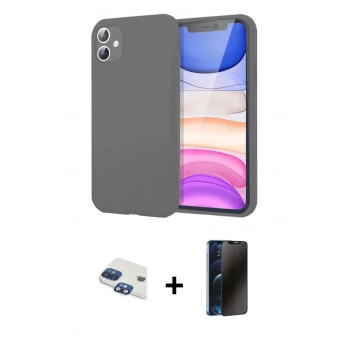 MARSİLYAN™- iPhone 11 Kılıf Kozmos Yansıma Özel Seri - Siyah 3D Antistatik Hayalet Cam Ekran Koruyucu + Pers Alüminyum Kamera Lens - LT