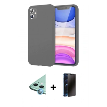 MARSİLYAN™- iPhone 11 Kılıf Kozmos Yansıma Özel Seri - Siyah 3D Antistatik Hayalet Cam Ekran Koruyucu + Raze Metal Kamera Lens - MI