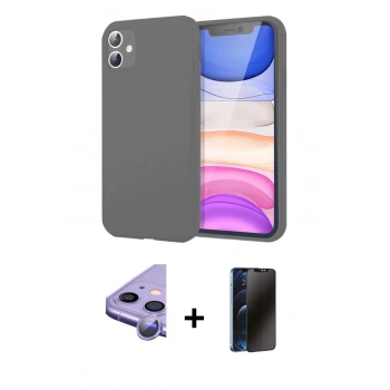 MARSİLYAN™- iPhone 11 Kılıf Kozmos Yansıma Özel Seri - Siyah 3D Antistatik Hayalet Cam Ekran Koruyucu + Raze Metal Kamera Lens - MR