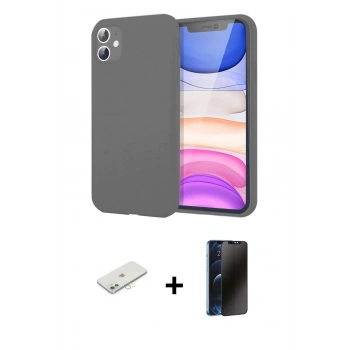 MARSİLYAN™- iPhone 11 Kılıf Kozmos Yansıma Özel Seri - Siyah 3D Antistatik Hayalet Cam Ekran Koruyucu + Renkli Kamera Lens Koruma Cam - SI