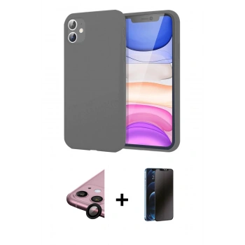MARSİLYAN™- iPhone 11 Kılıf Kozmos Yansıma Özel Seri - Siyah 3D Antistatik Hayalet Cam Ekran Koruyucu + Raze Metal Kamera Lens - SH