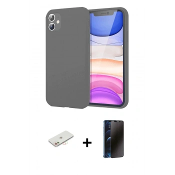 MARSİLYAN™- iPhone 11 Kılıf Kozmos Yansıma Özel Seri - Siyah 3D Antistatik Hayalet Cam Ekran Koruyucu + Renkli Kamera Lens Koruma Cam - YL