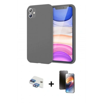 MARSİLYAN™- iPhone 11 Kılıf Kozmos Yansıma Özel Seri - Siyah 3D Antistatik Mat Seramik Nano Ekran Koruyucu + Pers Alüminyum Kamera Lens - GI