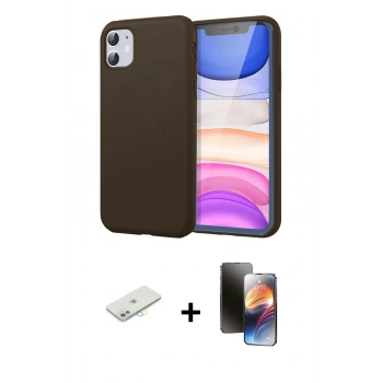 MARSİLYAN™- iPhone 11 Kılıf Kozmos Yansıma Özel Seri - Siyah 3D Antistatik Mat Seramik Nano Ekran Koruyucu + Renkli Kamera Lens Koruma Cam - SI