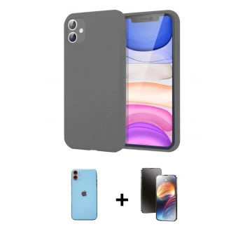 MARSİLYAN™- iPhone 11 Kılıf Kozmos Yansıma Özel Seri - Siyah 3D Antistatik Mat Seramik Nano Ekran Koruyucu + Neon Fosforlu Kamera Lens - TU