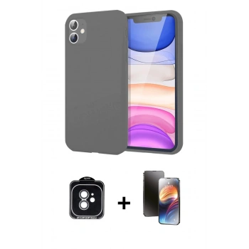 MARSİLYAN™- iPhone 11 Kılıf Kozmos Yansıma Özel Seri - Siyah 3D Antistatik Mat Seramik Nano Ekran Koruyucu + PVD Metal Kamera Lens - YL