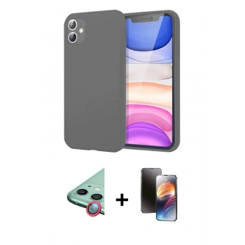 MARSİLYAN™- iPhone 11 Kılıf Kozmos Yansıma Özel Seri - Siyah 3D Antistatik Mat Seramik Nano Ekran Koruyucu + Raze Metal Kamera Lens - KI
