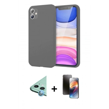 MARSİLYAN™- iPhone 11 Kılıf Kozmos Yansıma Özel Seri - Siyah 3D Antistatik Mat Seramik Nano Ekran Koruyucu + Raze Metal Kamera Lens - MI