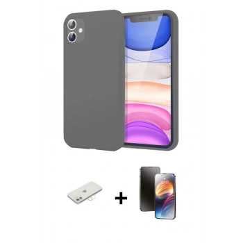 MARSİLYAN™- iPhone 11 Kılıf Kozmos Yansıma Özel Seri - Siyah 3D Antistatik Mat Seramik Nano Ekran Koruyucu + Renkli Kamera Lens Koruma Cam - SI