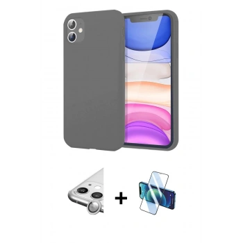 MARSİLYAN™- iPhone 11 Kılıf Kozmos Yansıma Özel Seri - Siyah 3D Antistatik Seramik Nano Ekran Koruyucu + Raze Metal Kamera Lens - GS