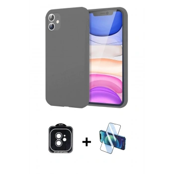 MARSİLYAN™- iPhone 11 Kılıf Kozmos Yansıma Özel Seri - Siyah 3D Antistatik Seramik Nano Ekran Koruyucu + PVD Metal Kamera Lens - SH