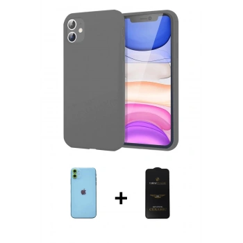 MARSİLYAN™- iPhone 11 Kılıf Kozmos Yansıma Özel Seri - Siyah 6D Antistatik Mat Seramik Hayalet Nano Ekran Koruyucu + Neon Fosforlu Kamera Lens - YL