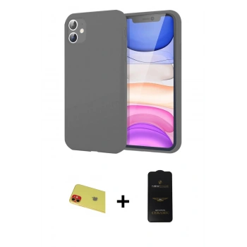 MARSİLYAN™- iPhone 11 Kılıf Kozmos Yansıma Özel Seri - Siyah 6D Antistatik Mat Seramik Hayalet Nano Ekran Koruyucu + Rainbow Kamera Lens Koruma Cam - KI