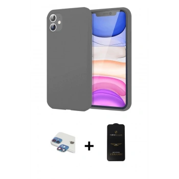 MARSİLYAN™- iPhone 11 Kılıf Kozmos Yansıma Özel Seri - Siyah 6D Antistatik Mat Seramik Hayalet Nano Ekran Koruyucu + Pers Alüminyum Kamera Lens - GI