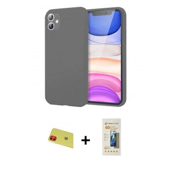 MARSİLYAN™- iPhone 11 Kılıf Kozmos Yansıma Özel Seri - Siyah 6D Mat Seramik Hayalet Nano Ekran Koruyucu + Rainbow Kamera Lens Koruma Cam - KI