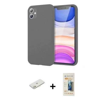 MARSİLYAN™- iPhone 11 Kılıf Kozmos Yansıma Özel Seri - Siyah 6D Mat Seramik Hayalet Nano Ekran Koruyucu + Renkli Kamera Lens Koruma Cam - TU